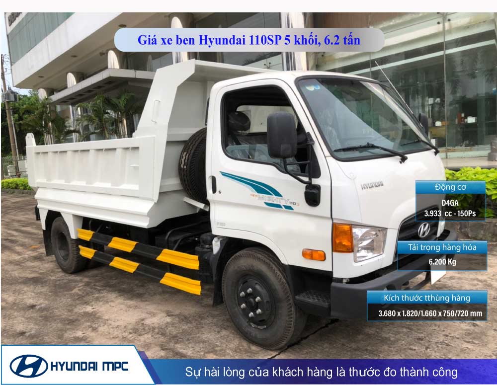 Giá xe ben Hyundai Mighty 110SP 5 khối, thùng 6.2 tấn