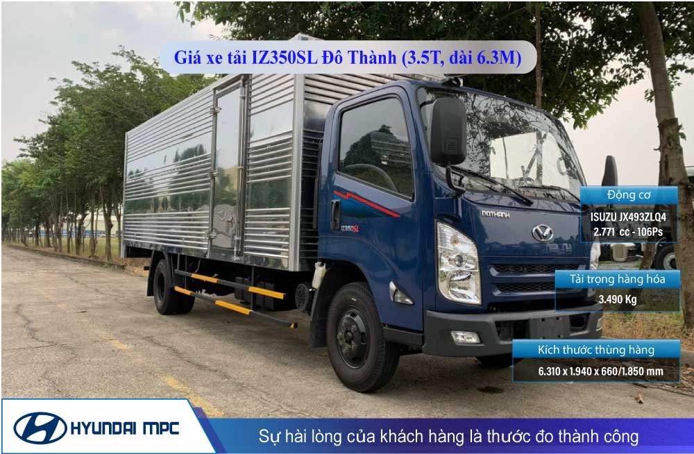 Bảng giá xe tải IZ350SL Đô Thành thùng mui bạt, kín, lửng (06/2024)