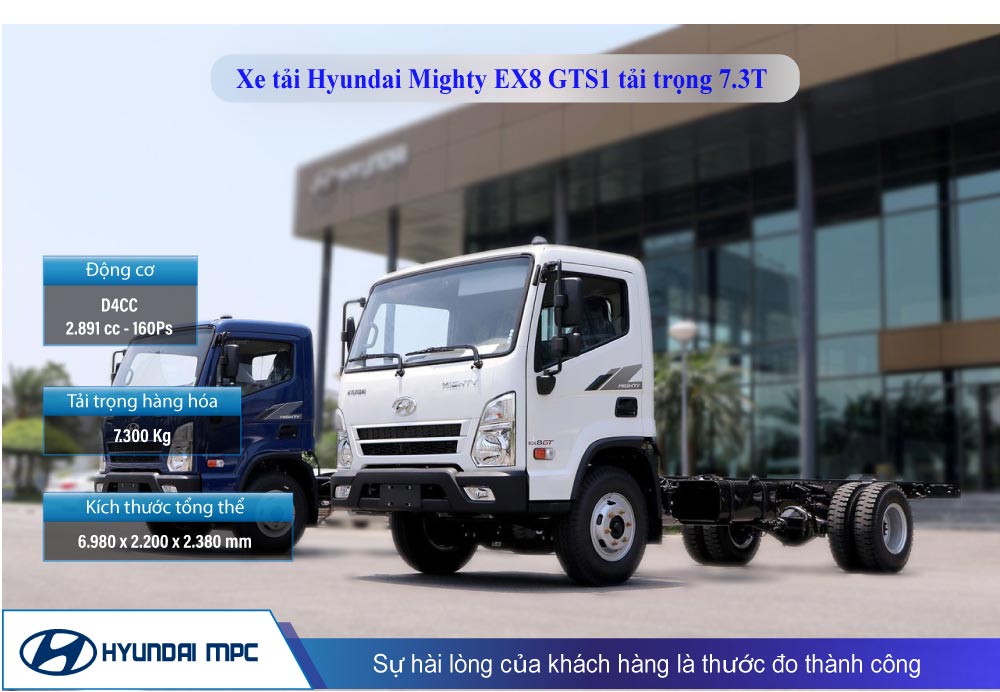 Xe tải Hyundai Mighty EX8 GTS2 tải 7.3T thùng dài 5.3m