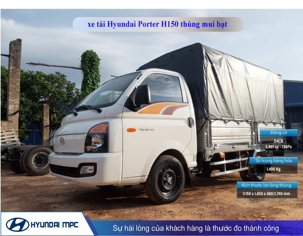 Giá xe tải Hyundai H150 1.5 tấn thùng mui bạt bao nhiêu?