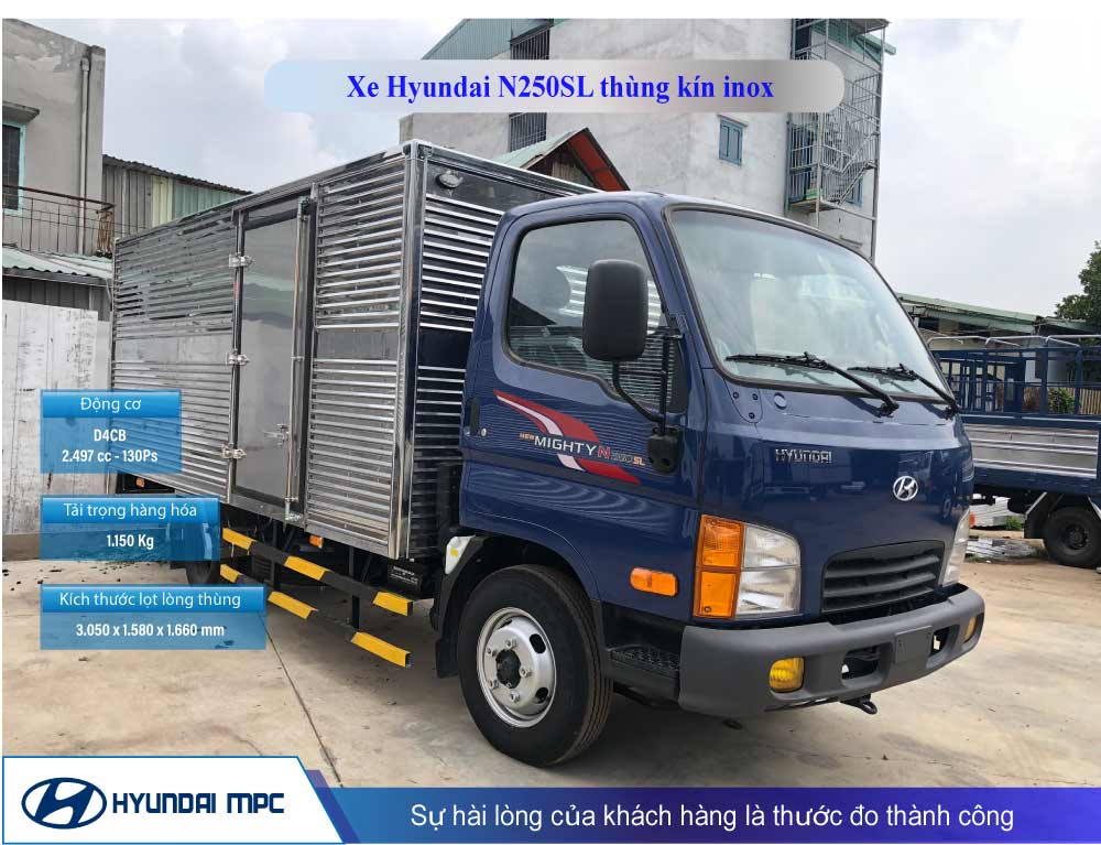 Xe tải Hyundai Mighty N250SL thùng kín inox 2T - 2.5T