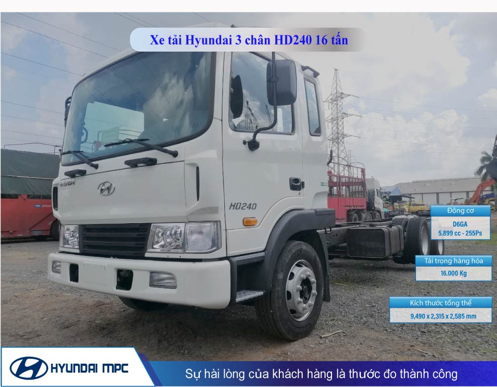 Giá bán xe tải Hyundai HD240 3 chân thùng bạt, kín, lửng