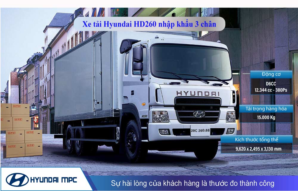 Đánh giá xe tải Hyundai HD260 nhập khẩu 3 chân