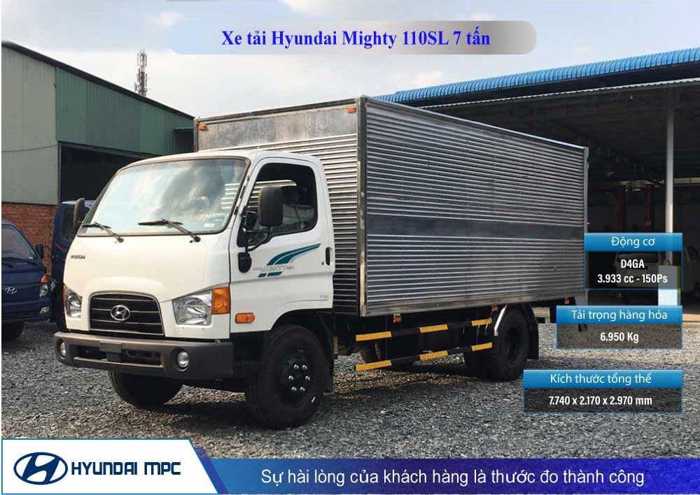 Xe tải Hyundai Mighty 110SL 7 tấn thùng dài 5m7