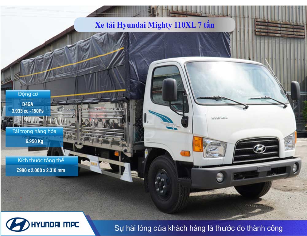 Xe tải Hyundai Mighty 110XL 7T dài 6.3m báo giá lăn bánh chi tiết