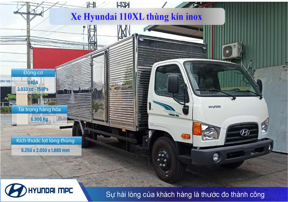 xe tải Hyundai Mighty 110XL thùng kín inox tải 7T dài 6.3m